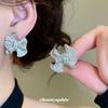 Silver Needle French Niche Zircon Pleated Bow Earrings Simple and Fashionable Personalized Earrings Light Luxury High-end Stud Earrings