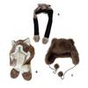 Furry Neck Scarf Hat with Animal Ear Winter Outdoor Sport Shawl Hat Anime Costume Earmuff Hat for Skiing Cold Weather