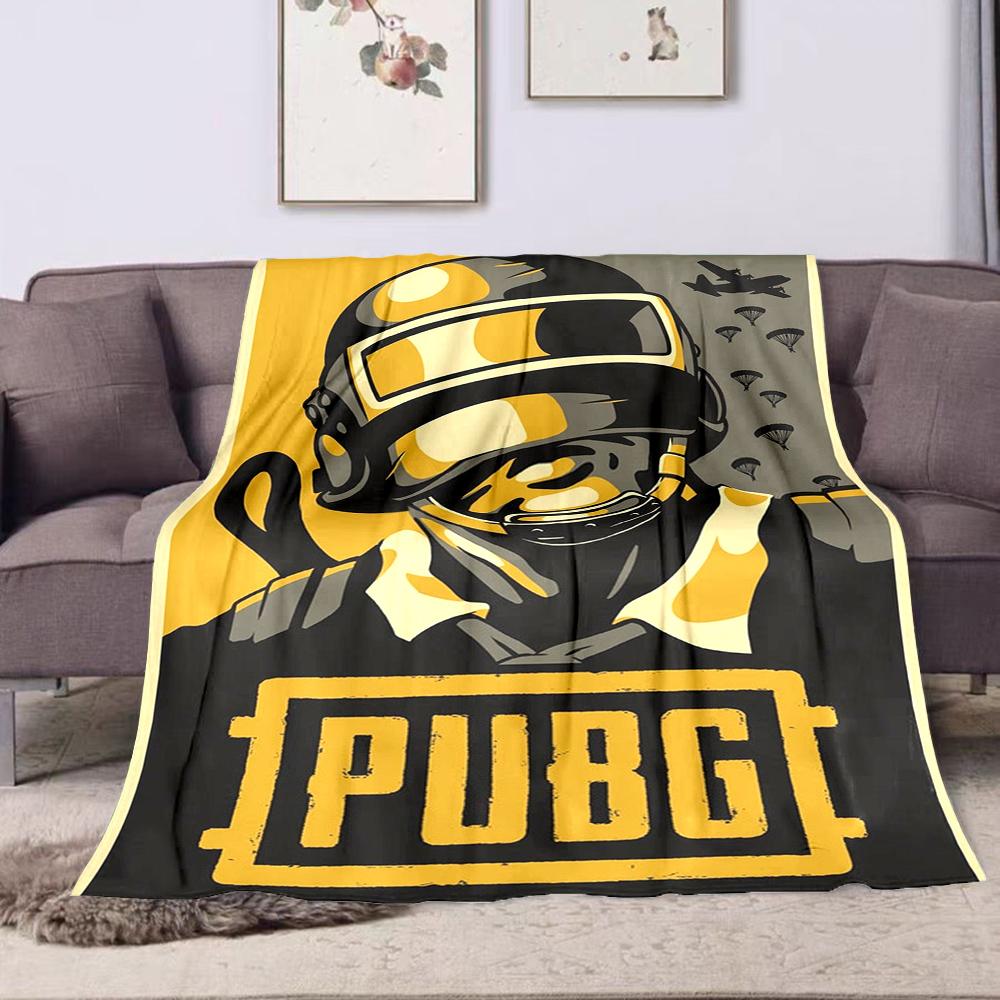 PUBG Themed Soldier Illustration Blanket Patterned flannel blanket perfect for the bedroom living room, sofa, or a little nap