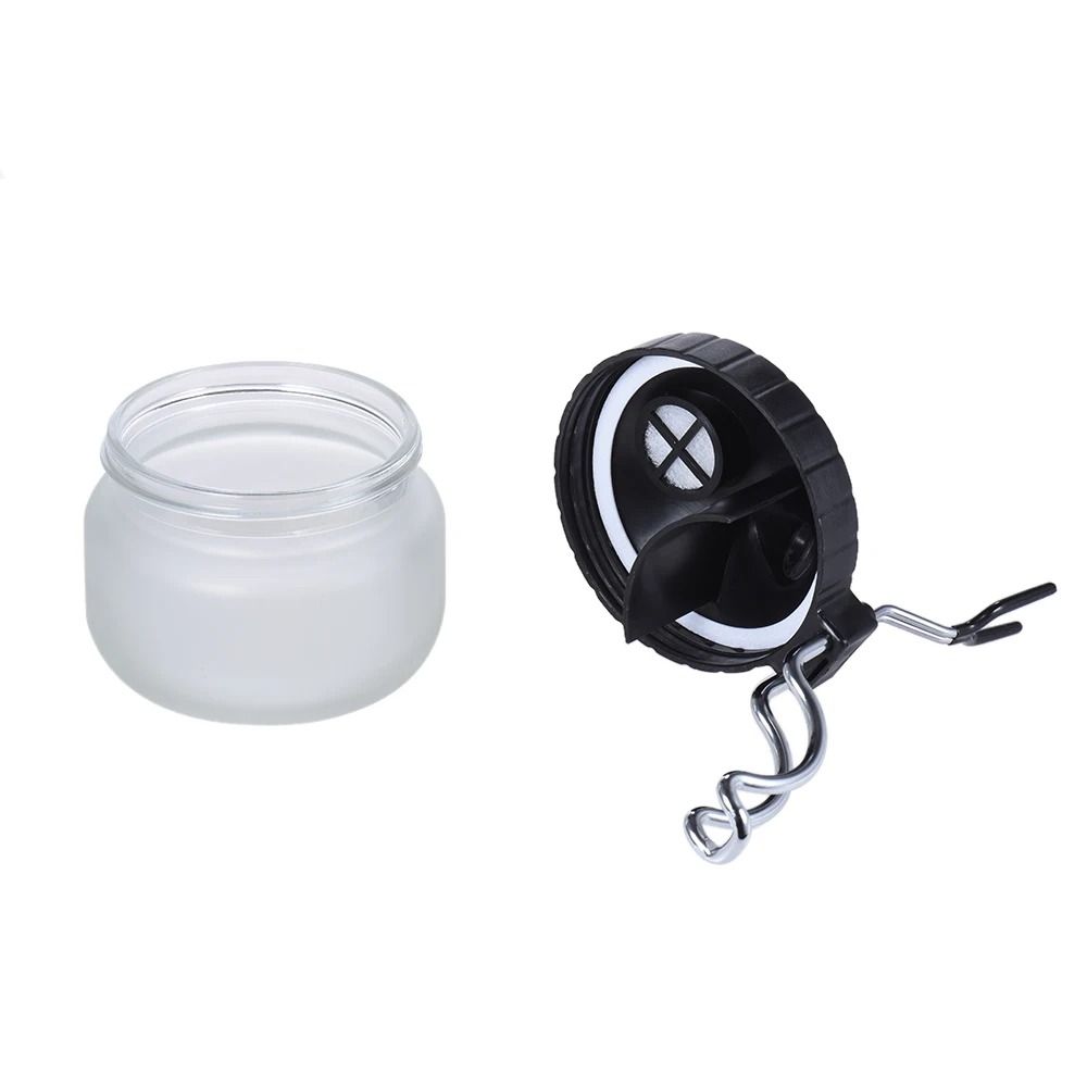 Glass Bottle Airbrush Cleaning Jar with Cover Metal Handle Airbrush Cleaning Kit Model Building