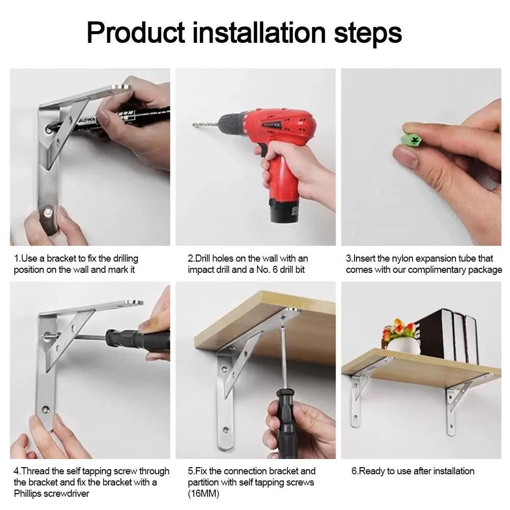 New Stainless Steel Shelf Bracket Heavy Duty Right Angle Shelf Support L-type Wall Mount Rack Support