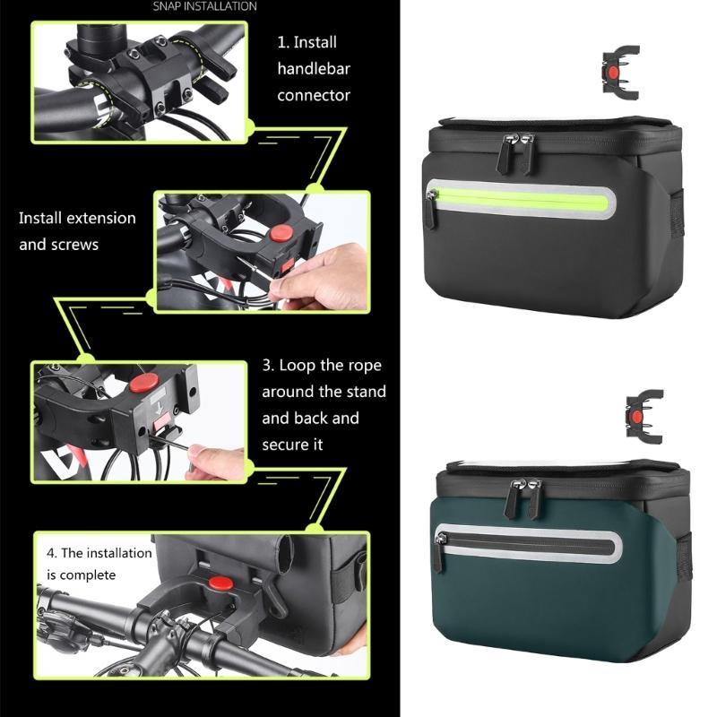 Reflexní taška na řídítka pro cyklistiku Vodotěsná taška na řídítka kola Přední úložná kapsička Dotykové obrazovky Držák na telefon na kolo