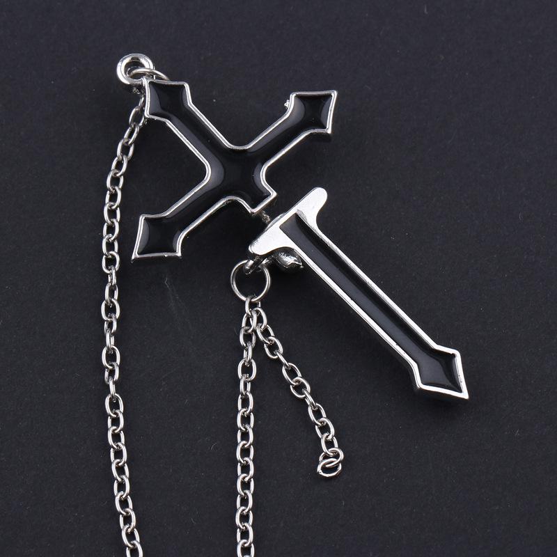 Orecchini Pendenti Croce Nera Punk Gotici per Donne Adolescenti Vintage Rock Colore Argento Lunga Catena Orecchini Pendenti Gioielli da Festa Regali
