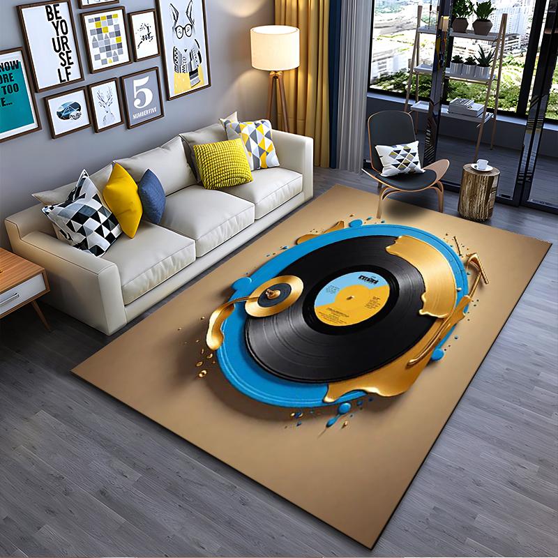 

Creative Vinyl Record Print Carpet, Music Theme Rug, Modern Design Suitable for use as an anti-slip for living room bedroom sofas 40x60cm( 15x23in )
