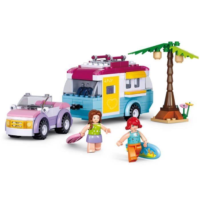 Briques Compatibles Lego - Construction - Girl's Dream La voiture et sa caravane - Sluban