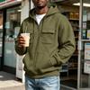 Men's Hooded Jacket with Multiple Pockets Casual Athletic Raglan Sleeve Outerwear
