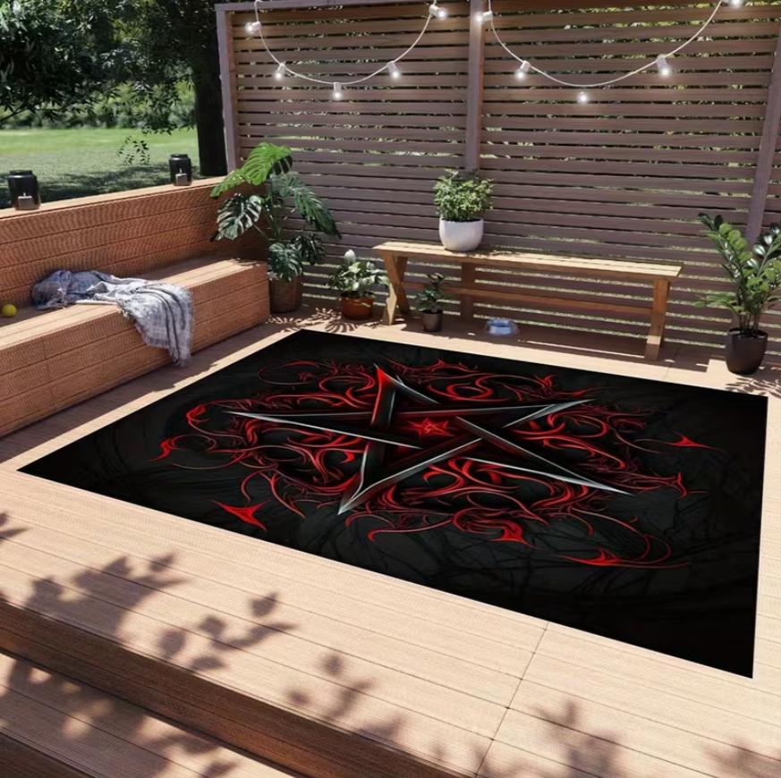 

Rug Dark Flaming Pentagram Gothic Style Theme Carpet Non-Slip Soft Easy CleanDark Gothic Decor Area Home Decor Mat 40x60cm