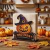 Halloween Napkin Holder Wooden Holder, Ghost Pumpkin Decorative Tabletop Tissue Dispenser, Rustic Kitchen Counter Storage Paper Organizer for Holiday