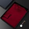 2023 Men's Plus Size Cashmere Sweater - Business Casual, Half-High Neck, Autumn/Winter Knit