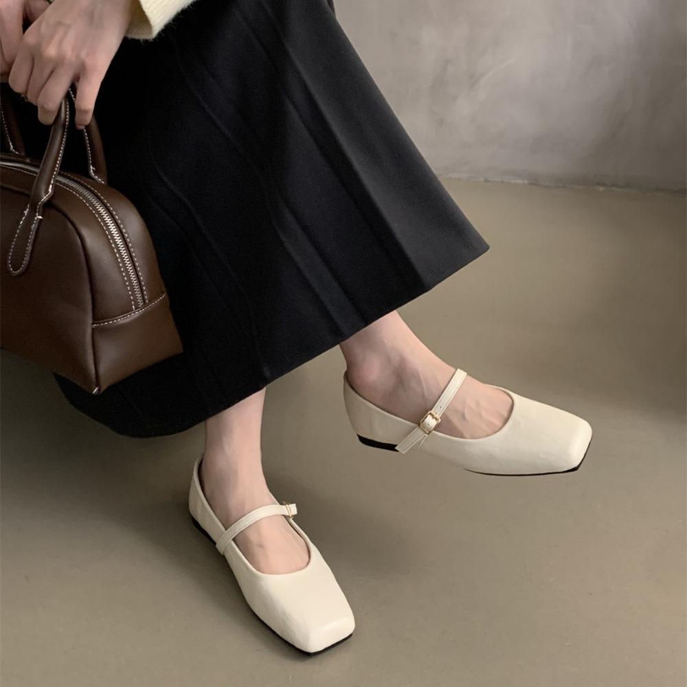 2026 Spring New Women Mary Jane Shoes Fashion Square Toe Shallow Slip on Ladies Flat Shoes Soft Sole Outdoor Dress Ballerina