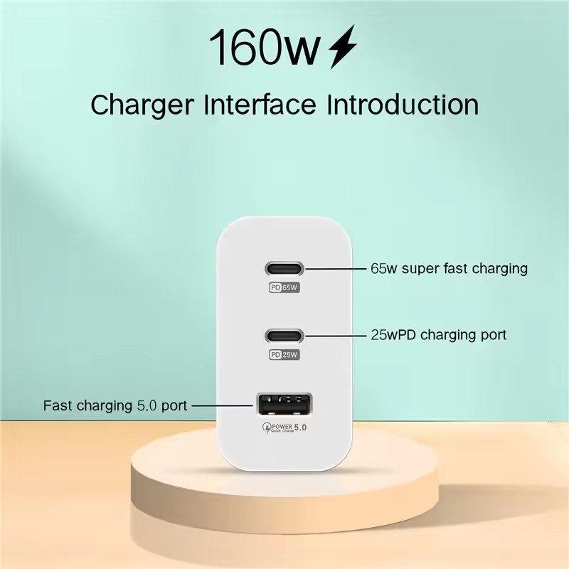 160W USB-lader USB Type C Hurtigladingsadapter Quick Charge 3.0 PD Mobiltelefonlader For iPhone Samsung Xiaomi Redmi OPPO