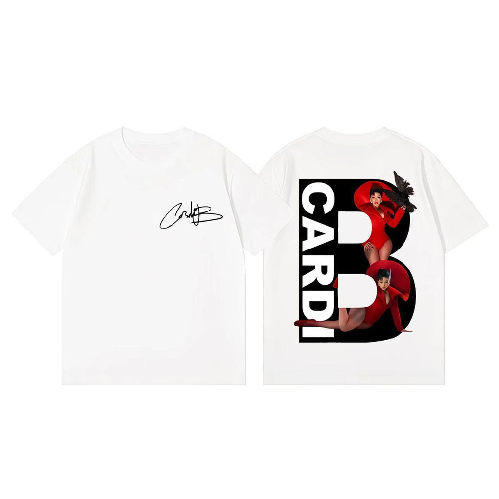 Rapper Cardi B Album Merch Tshirts Harajuku Hip Hop Pop Music Short Sleeve Tshirt Men Women Casual Fashion Oversized T Shirts
