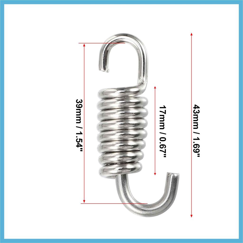 BULLSPANN Muffler Exhaust Pipe Spring for Motorcycle Universal Stainless Steel 43mm Silver Tone 4pcs Replacement Parts Accessories