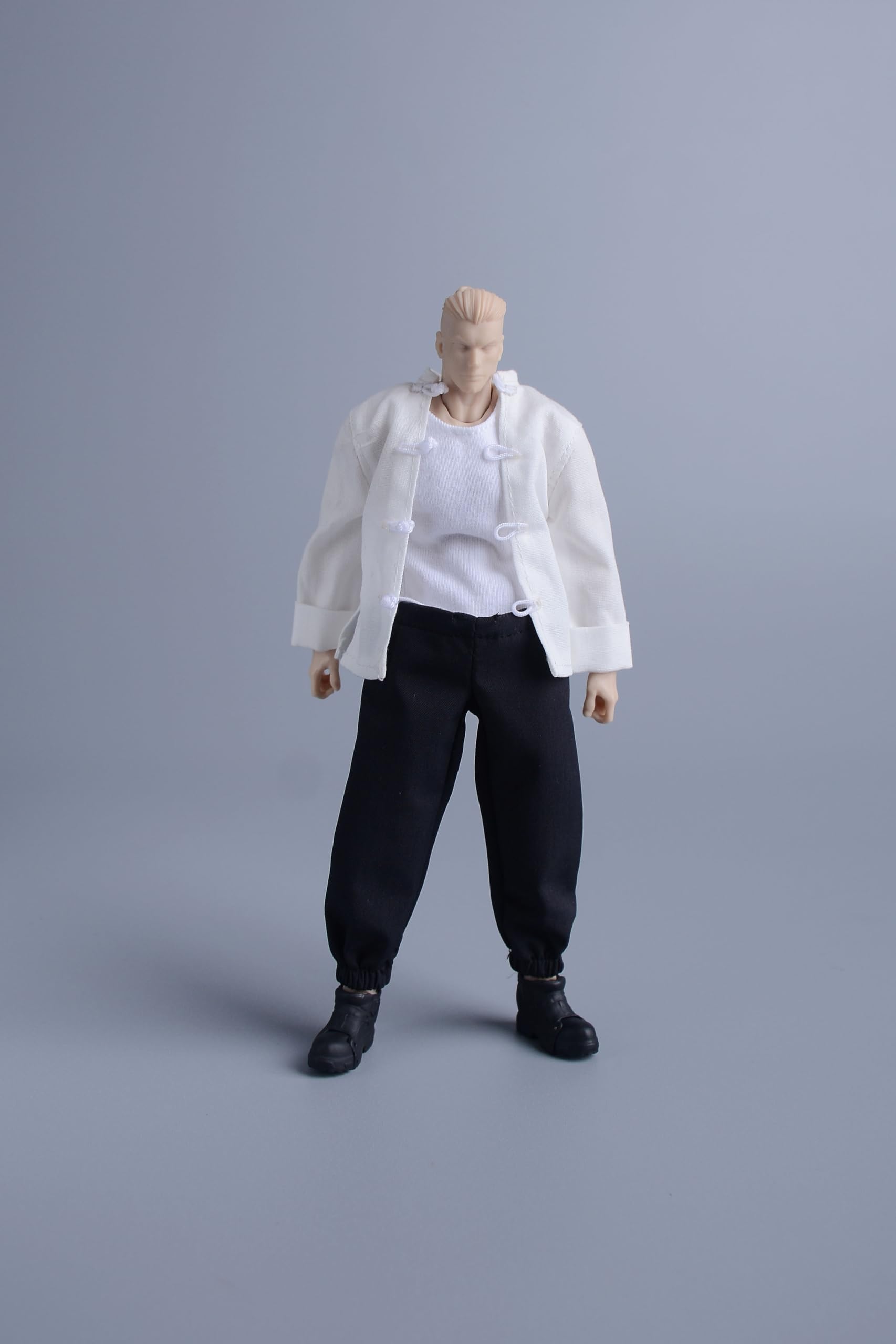 

1/12 scale Tang dynasty suit for 6-inch male and female action figures, suitable for kung fu, black and white action figures (body, head, shoes, etc.