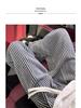 Women's High-Waist Black & White Striped Wool Wide-Leg Pants - Petite 150, Autumn/Winter Collection