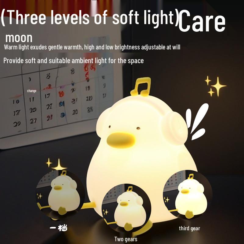 Rechargeable Cute Duck Silicone Night Light for Bedroom and Nursery