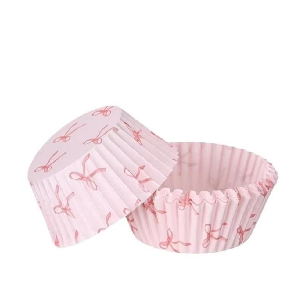 

100 pcs Bowknot Cupcake Case Liners Decorating Tool Cake Paper Liners Baking Cups Cake Decorating 100Pcs Pink Bow