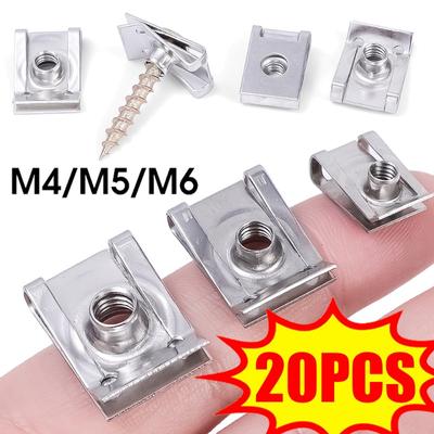 Car Screw Base U-Type Clips Car Engine Fender Bumper Guard Plate Clamp Self-tapping Screw Clip Auto Modification Fixed Gasket