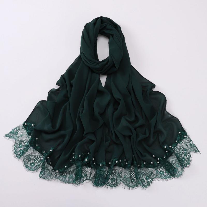 Eyelash Lace Chiffon Scarf With Beads For African Women