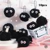 1/2/3/5/10pcs Coal Ball Figurines Keychains Accessories Cute Plush Black Coal Ball Cartoon Bag Pendants