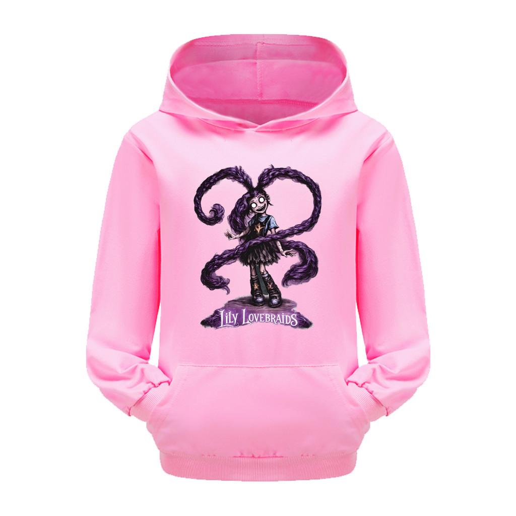 5582 Детские Девочки Лилия Любовные Косы Принт Карман Длинные Рукава Худи 110cm розовый