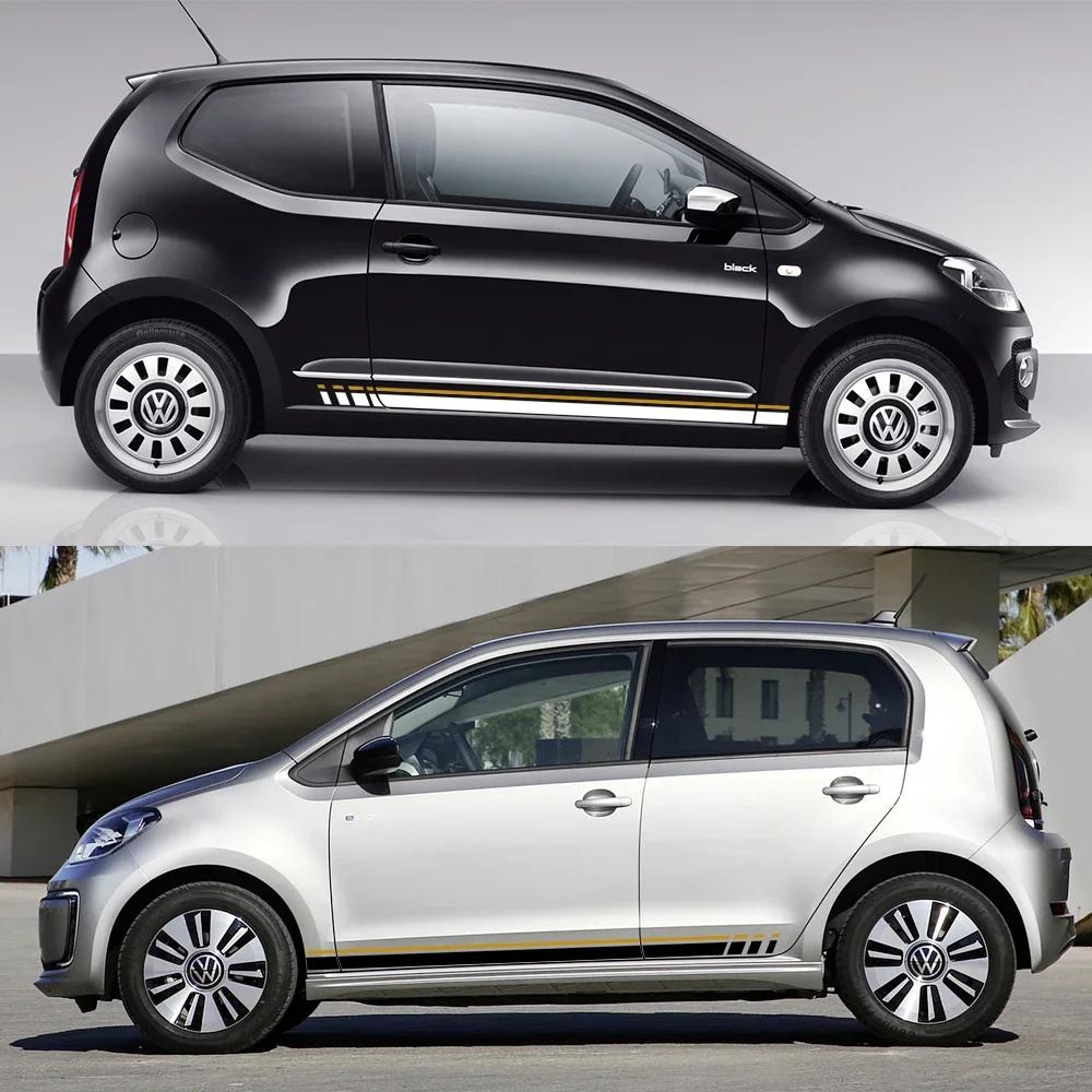 Car Door Racing Stripes Vinyl Decals Both Side Skirt Sticker Graphics Accessories For Volkswagen Up Hatchback Eco VW Move Up