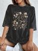 Beautiful Flower Clusters Print Women Washed TShirt Loose ONeck T Shirts Hip Hop Cotton Clothes Jogging YK Short Sleeves