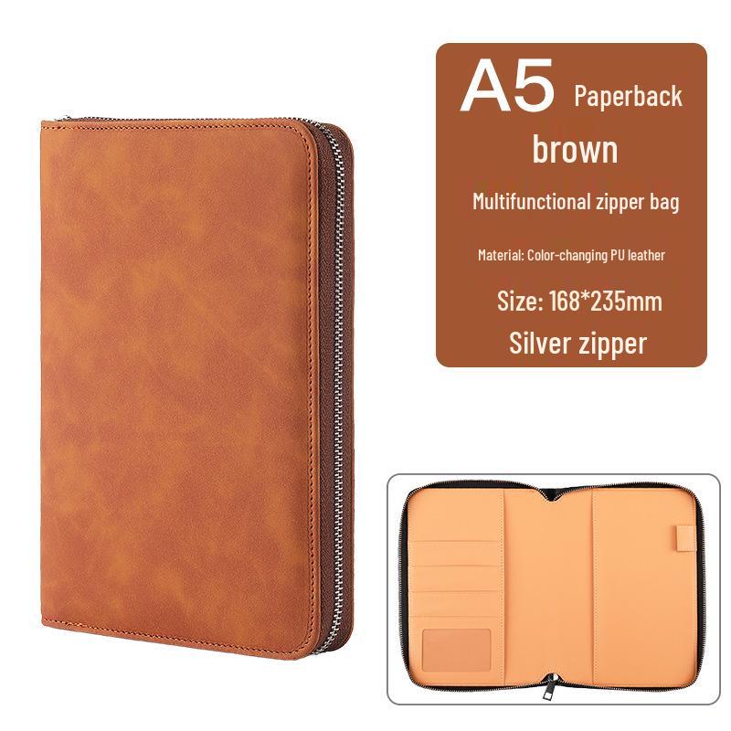 Custom Business Notebook with Zipper Bag - Multifunctional A6/B5 Notepad & Manager Folder