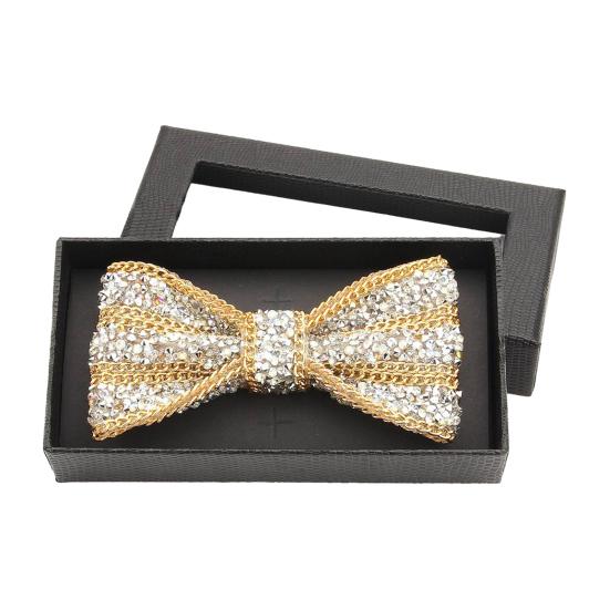 Men Bow Tie Adjustable Fit Shiny Rhinestone Design Neck Tie Weddings Groomsmen Business Formal Occasions Accessories