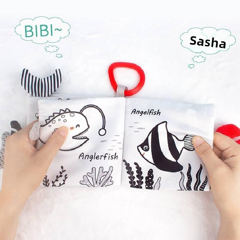 Baby Cloth Book With Black White Pages For Visual And Tactile Development