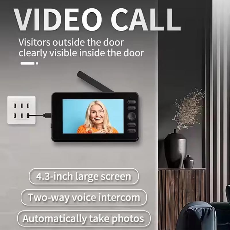 Wireless Video Doorbell, 4.3" IPS Screen 1080P High Definition Video, Wireless Two-way Intercom, Night Vision, Waterproof
