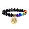 European & American Cross-Border E-commerce Creative 8mm Bead Bracelet with Volcanic Lava & Wooden Beads featuring an Alloy Tree of Life Pendant.