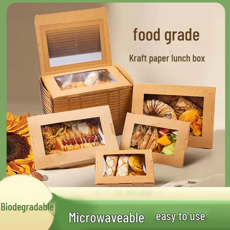 Disposable Kraft Paper Salad & Takeaway Box with Window