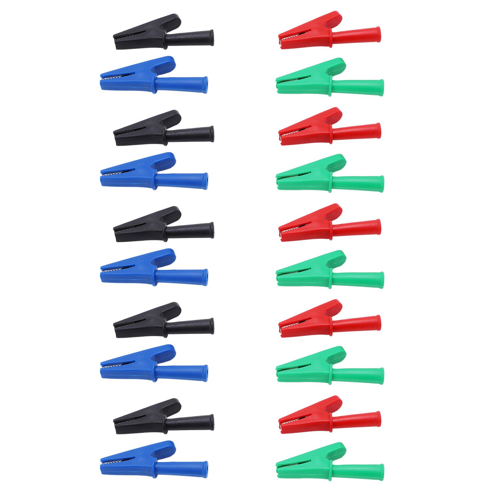 

20Pcs Power Test Clip 10mm Opening Good Conductivity Safety Type Test Clamp with 4mm Jack for