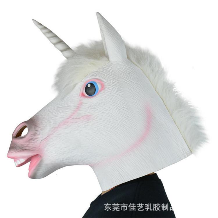 Maschera per Festa di Halloween Europea e Americana Testa di Cavallo Unicorno Daimajun Maschera Animale in Lattice
