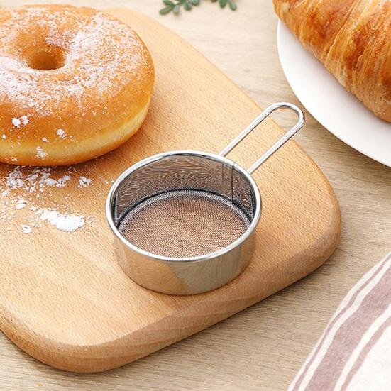 Lille Rustfrit Stål Mel Si Finmasket Si til Kakaopulver Håndholdt Sukker Æg Væske Filter til Hjemmekøkken Bagning