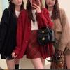 Twist Solid Color Sweater Jacket Women's Autumn and Winter New Thickened Loose V-neck Outer Wear Lazy Wind Knitted Cardigan