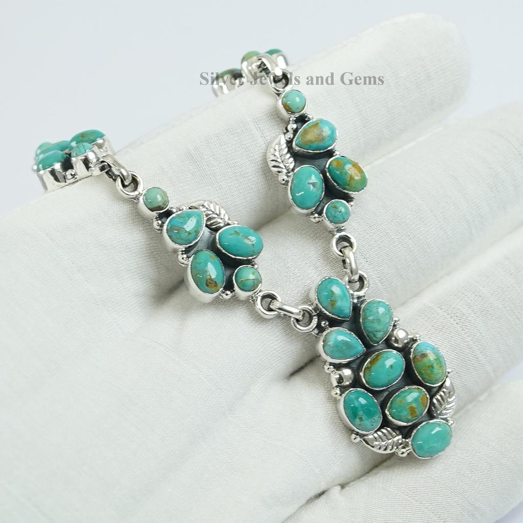 Arizona Turquoise Multi Stone Necklace, Anniversary Necklace, 925 Sterling Silver Necklace, Designer Necklace, Gemstone Necklace For Gift