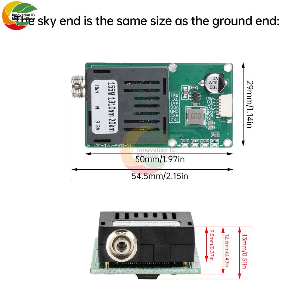 Himmel/Erde TTL Optisches Transceiver-Modul DC 5,5-26V FC RX/TX/AV/VCC/GND Schnittstelle für Drohnen TTL zu Glasfaser-Modul