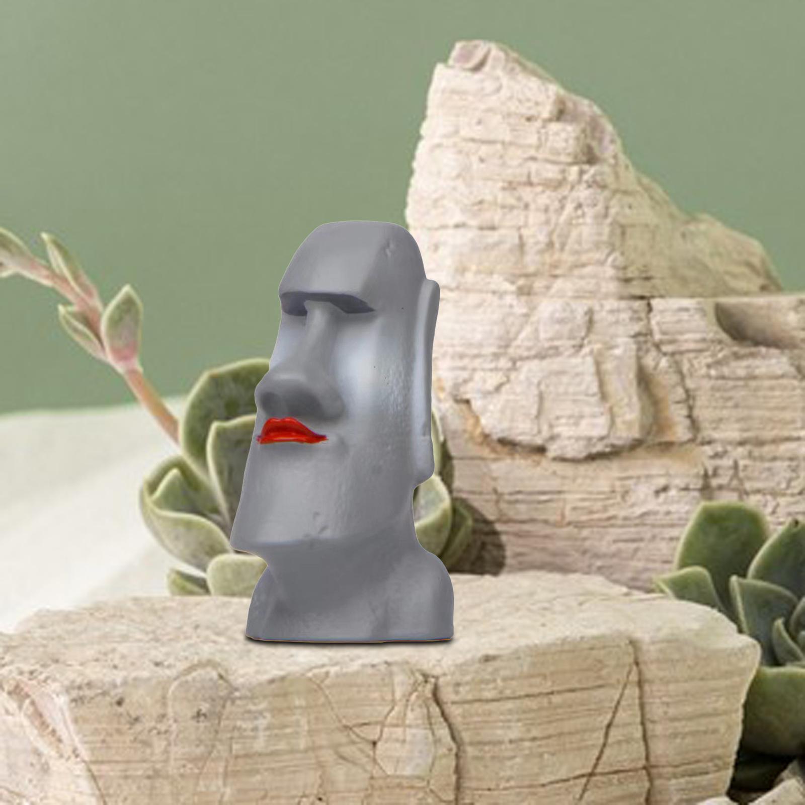 1.9inch Female Easter Island Moai Figurine Resin Sculpture for Bedroom Decor