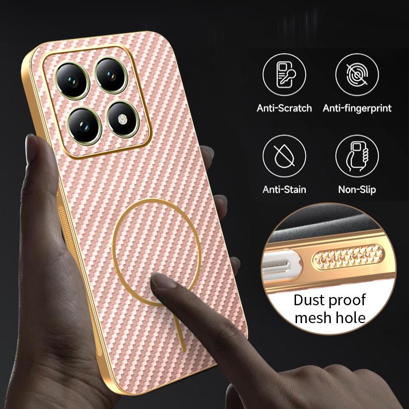 For Xiaomi 14T Phone Case Carbon Fiber Textured Electroplated TPU Back Cover