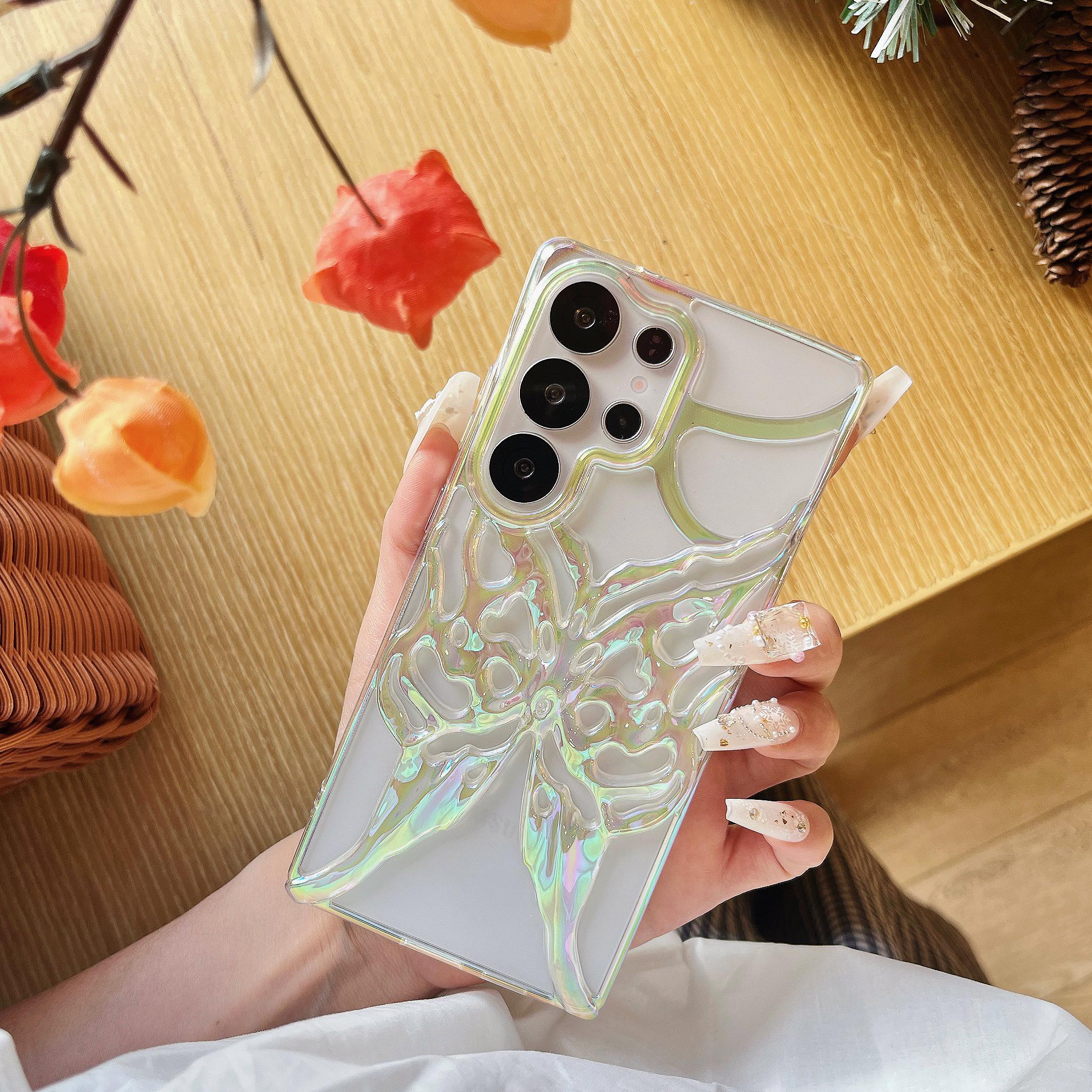 

Роскошный 3D красочный градиентный чехол с бабочкой для телефона Samsung S25 S24 Ultra Plus, противоударный охлаждающий чехол с покрытием, задняя крышка Galaxy S25 Ultra