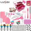 LUSQI 337 Pièces Outils de Décoration de Gâteau Poches à Douille et Ensemble Support Plateau Tournant Rotatif pour Gâteau Spatule Outil de Pâtisserie DIY Fondant