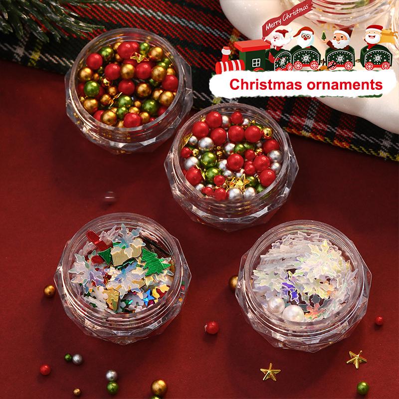Christmas Red/Green Pearl Nail Rhinestone Mixed Size Pearlescent Colorful Beads Nali Charms Christmas Manicure Jewelry