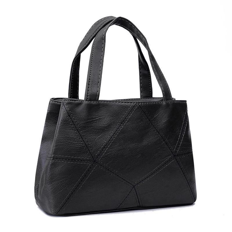 Weiche PU-Handtasche für Damen, einfarbig, strukturiert, quadratische Tasche, vielseitige, lässige Geldbörse, Vintage-Einkaufstasche