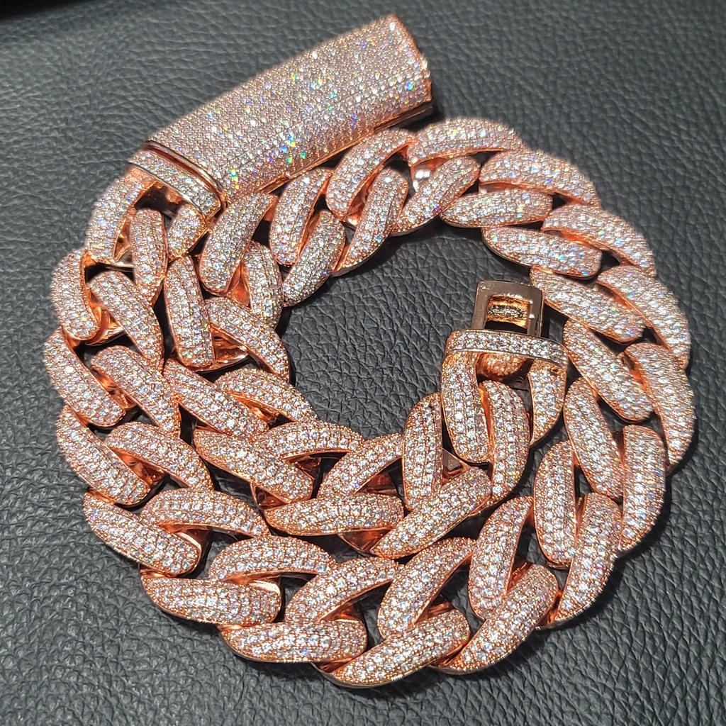 Módní Hip Hop Miami Kubánský Náhrdelník Řetízek Plný Diamantů 9mm 12mm 15mm 20mm 24mm Řetízky s Přívěskem Dlouhé Zapínání Spona Šperky Dárek