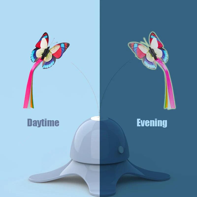 Cat Toys Electric Self-Hi Butterfly Turntable Toys Not Easily Poured Smart Teaser Cats Stick Replaceable Butterflies Supplies