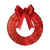 Christmas Metal Light Up Wreath With LED Warm Lights And Ribbon Bow Holiday Decoration