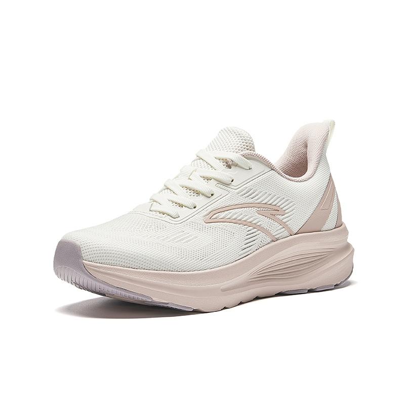 Anta Yunxi Slip Resistant Abrasion Resistant Low Top EVA, Rubber Marathon Running Shoes Women's White Pink 122435505R-4