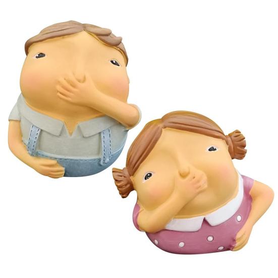 Harz Badezimmer Ornament Junge Mädchen Halten Nase Figurine Lustige Cartoon Figuren